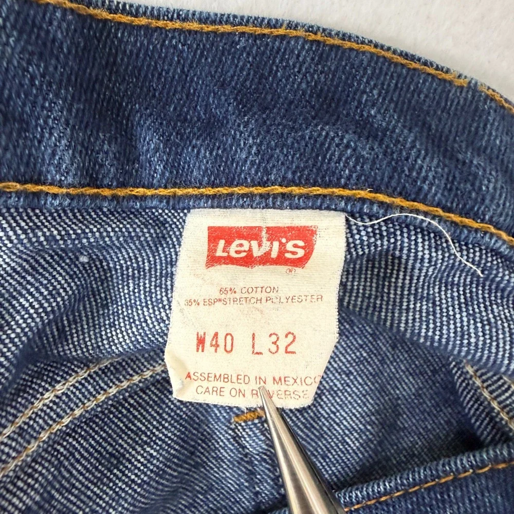 Vintage Levis Blue Tab Jeans Mens 36x30 Relaxed Straight Dark Wash Batwing Tag